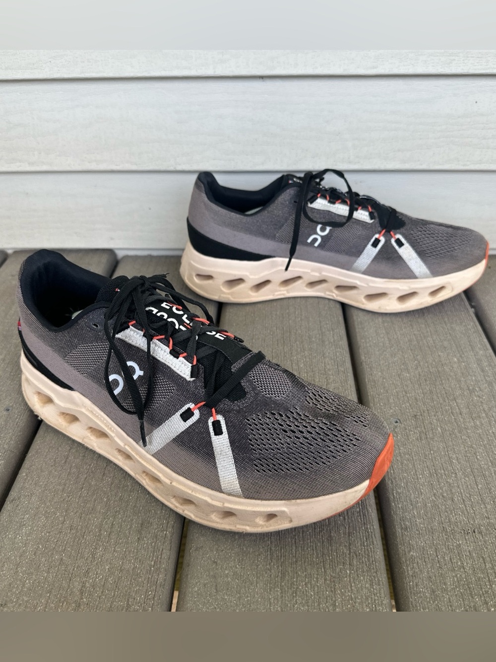 Men ON Cloud Eclipse Shoes Size 14 Gray Orange Running Athletic Gym Cloudtec